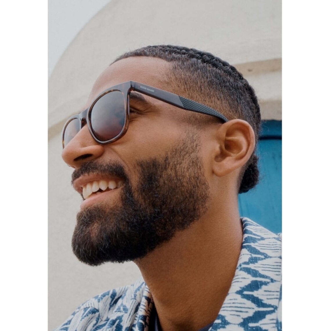 Man wearing Eddie Bauer sunglasses in lifestyle setting